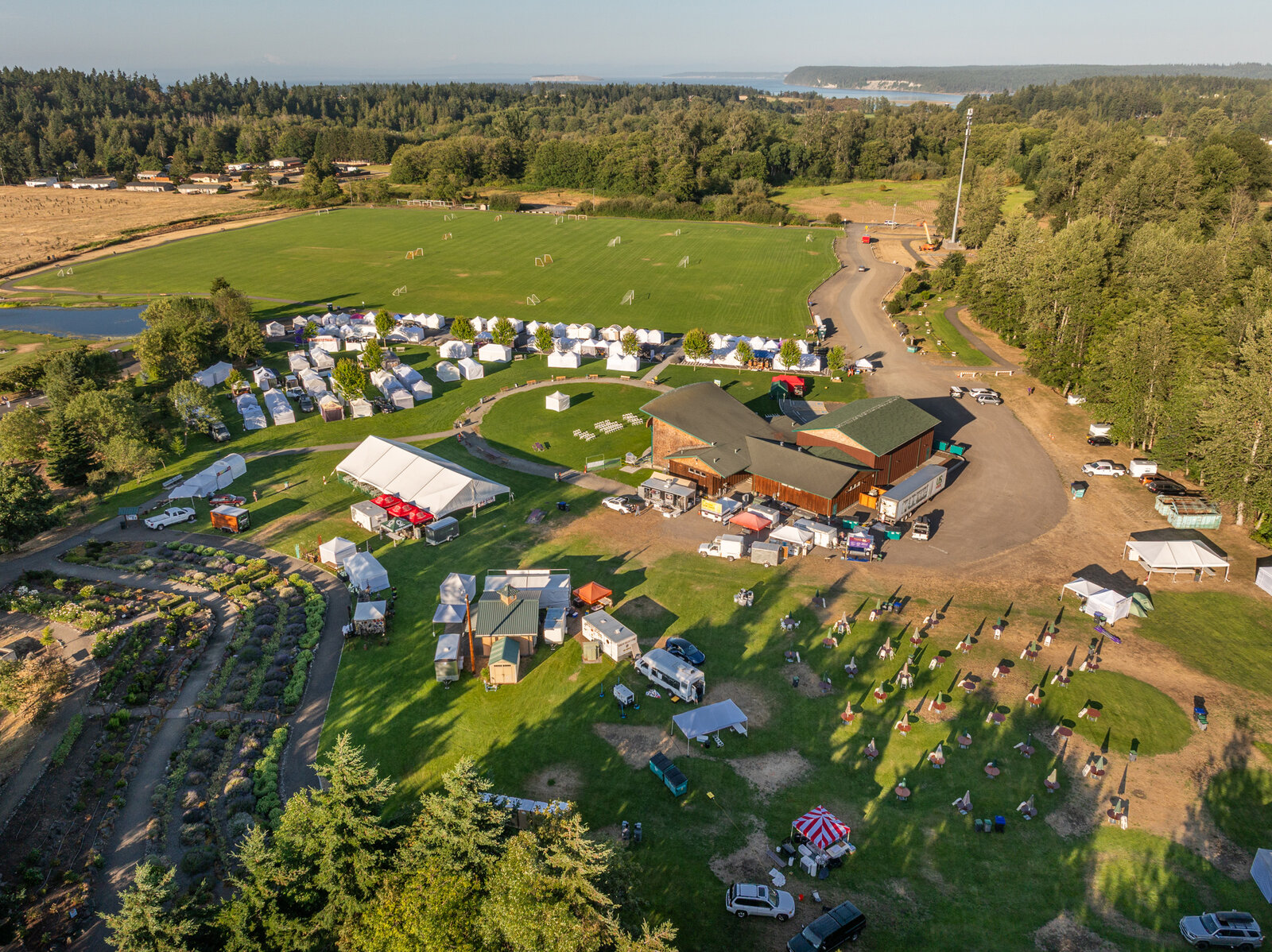 Aerial drone shot of the 2025 Lavender Festival venue